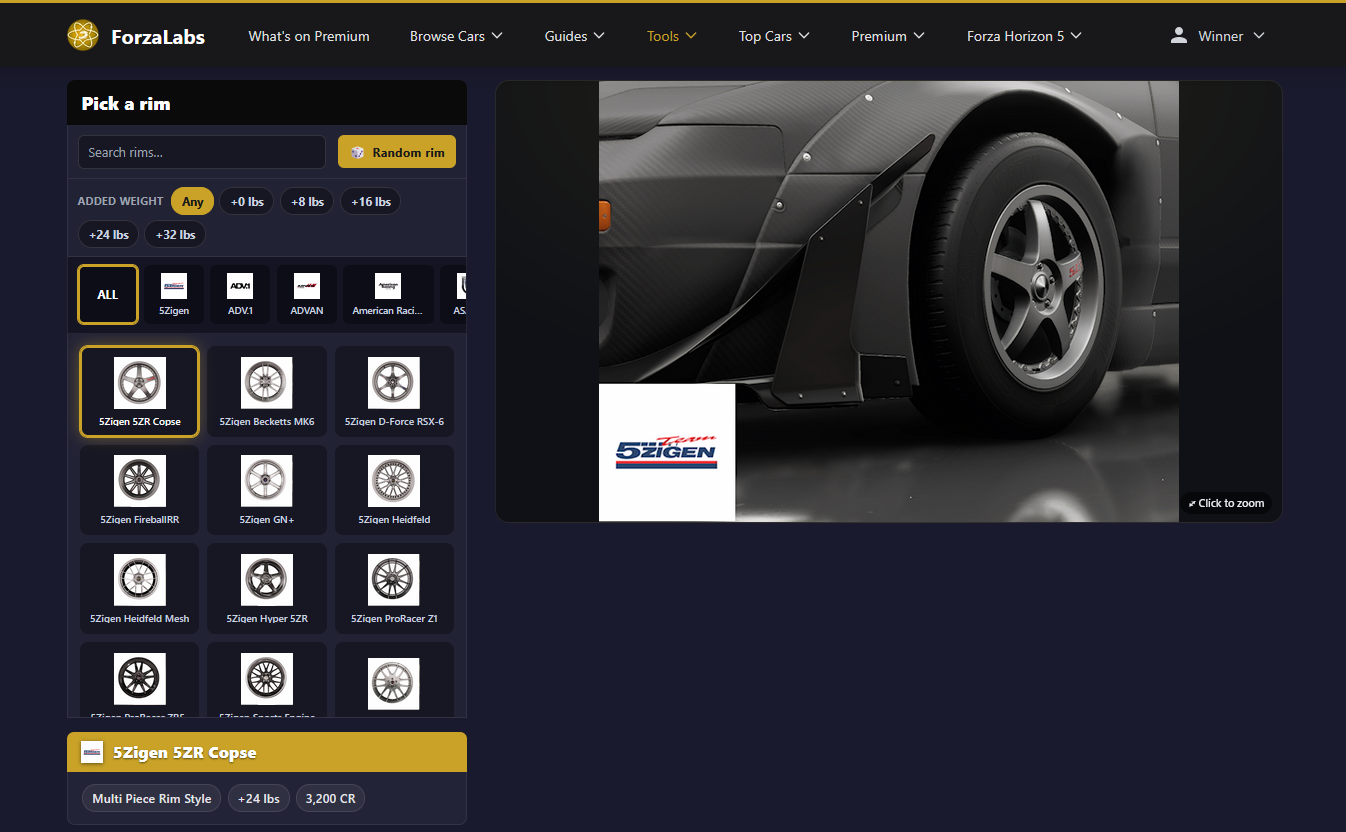 Tire & Rim Viewer - Filter your way